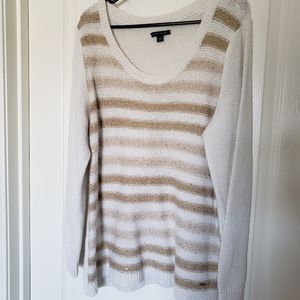 Tommy Hilfiger cream sweater with gold accents